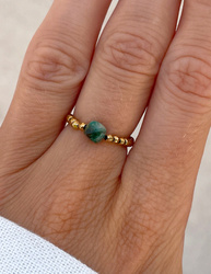 Elastischer Ring aus Hämatit und afrikanischem Türkis