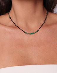 Schwarze Turmalin-Knopfhalskette mit Anhänger