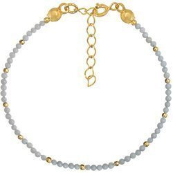 Versilbertes Armband mit Natursteinen Chalcedon blau 2 mm