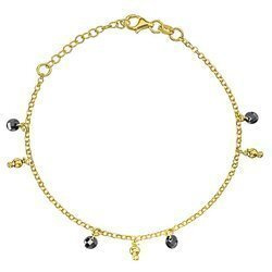 Armband vergoldete Perlen schwarzer Zirkonia Outlet