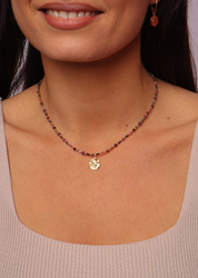 Widder Tierkreiszeichen Halskette Natursteine vergoldet mit Anhänger