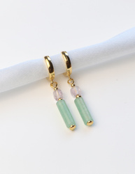 Ohrringe aus 925er Sterlingsilber, 24 Karat vergoldet – Aventurin und Fluorit