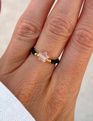 Elastischer Ring: Bergkristall-Stern und Turmalin