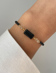 Armband aus Schwarzem Turmalin, Citrin und Hämatit in Goldfarbe