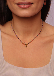 Halskette Sternzeichen Widder Natursteine Vergoldet mit Toggle