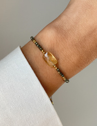 Armband aus Citrin, Pyrit und Hämatit in Goldfarbe