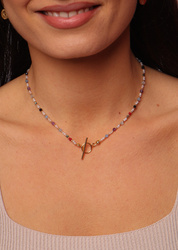 Halskette Sternzeichen Fisch Natursteine Vergoldet Toggle