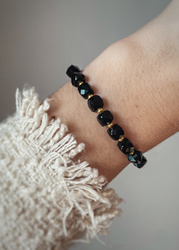 Armband auf Gummiband Zirkonia khaki und natürliche Perle