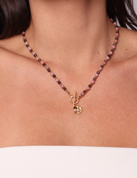 Schwarze Turmalin-Knopfhalskette mit Anhänger