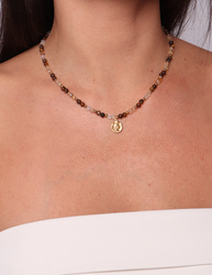 Schwarze Turmalin-Knopfhalskette mit Anhänger