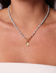 Schwarze Turmalin-Knopfhalskette mit Anhänger