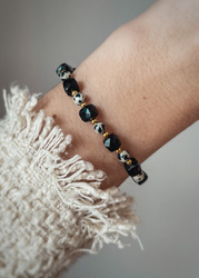 Armband auf Gummiband Zirkonia khaki und natürliche Perle