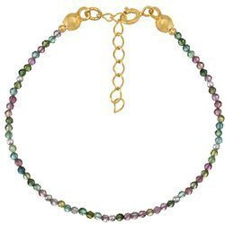 Versilbertes Armband mit Natursteinen Turmalin Mix