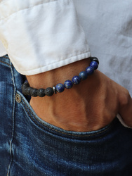 Herrenarmband – Lapislazuli, vulkanische Lava, Hämatit
