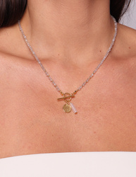 Schwarze Turmalin-Knopfhalskette mit Anhänger