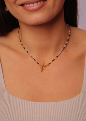 Schütze Sternzeichen Halskette natürliche Steine vergoldet Toggle