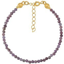 Versilbertes Armband mit natürlichen Steinen Rubinen 3 mm