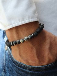 Herrenarmband – Jaspis, vulkanische Lava, Hämatit