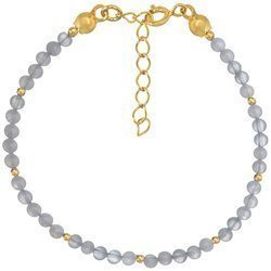 Versilbertes Armband mit Natursteinen Chalcedon blau 3mm