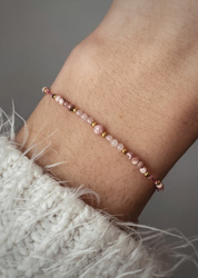 Armband Natursteine Rosenquarz und Rhodochrosit