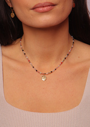 Sternzeichen Waage Halskette Natursteine vergoldet mit Anhänger