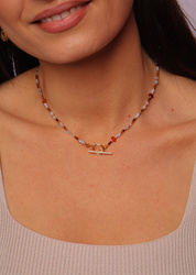 Halskette Sternzeichen Zwillinge Natursteine Vergoldet Toggle