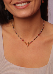 Halskette Sternzeichen Löwe Natursteine Vergoldet Toggle