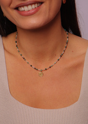 Sternzeichen Stier Halskette Natursteine vergoldet mit Anhänger