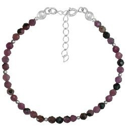 Silberarmband mit Natursteinen Rubinen 3 mm