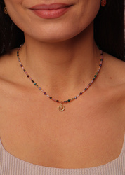 Halskette Sternzeichen Skorpion Natursteine vergoldet mit Anhänger