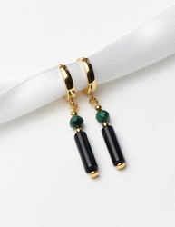 Ohrringe aus 925er Sterlingsilber, 24 Karat vergoldet – Schwarzer Turmalin und Malachit