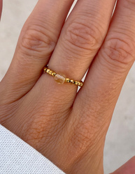 Elastischer Ring aus Hämatit und Citrin