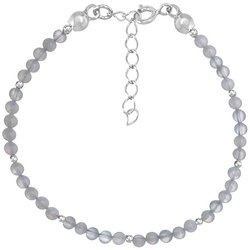 Silberarmband mit Natursteinen Chalcedon blau 3 mm