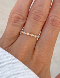 Elastischer Ring aus Morganit und 925er vergoldetem Silber