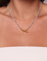 Schwarze Turmalin-Knopfhalskette mit Anhänger