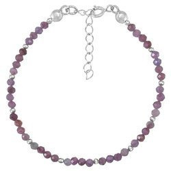 Silberarmband mit Natursteinen Rubinen 3 mm