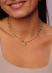 Sternzeichen Halskette Krebs Natursteine vergoldet mit Anhänger