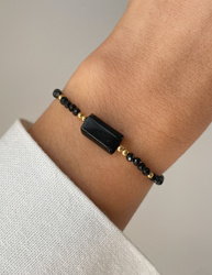 Armband aus Schwarzem Turmalin und Hämatit in Goldfarbe