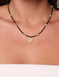 Schwarze Turmalin-Knopfhalskette mit Anhänger