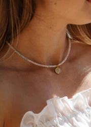 Morganit Naturstein vergoldetes Collier mit Anhänger
