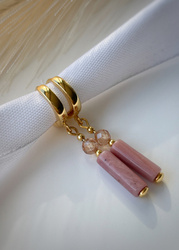 Vergoldete Ohrringe mit Rhodonit und Zirkoniumdioxid