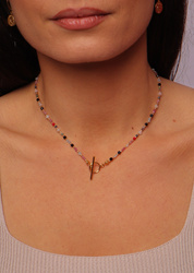 Halskette Sternzeichen Waage Natursteine Vergoldet Toggle