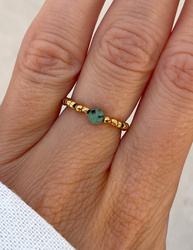 Elastischer Ring aus Hämatit und Smaragd