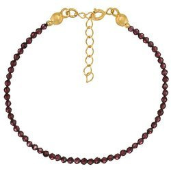 Versilbertes Armband mit Natursteinen Granat 2 mm