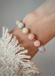 Armband auf Gummiband Zirkonia khaki und natürliche Perle