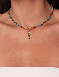 Schwarze Turmalin-Knopfhalskette mit Anhänger