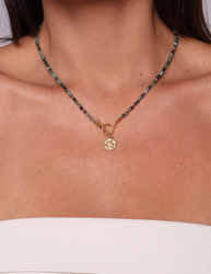 Schwarze Turmalin-Knopfhalskette mit Anhänger