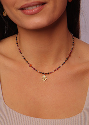 Sternzeichen Löwe Halskette Natursteine vergoldet mit Anhänger