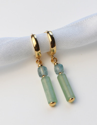 Ohrringe aus 925er Sterlingsilber, 24 Karat vergoldet – Aventurin und Fluorit