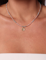 Schwarze Turmalin-Knopfhalskette mit Anhänger